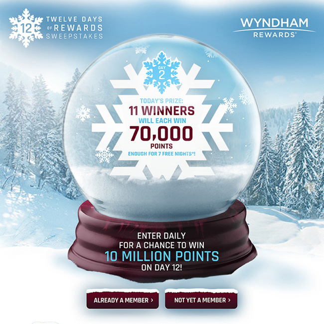 Wyndham Rewards 12 Days of Rewards social media advertising Sweepstakes