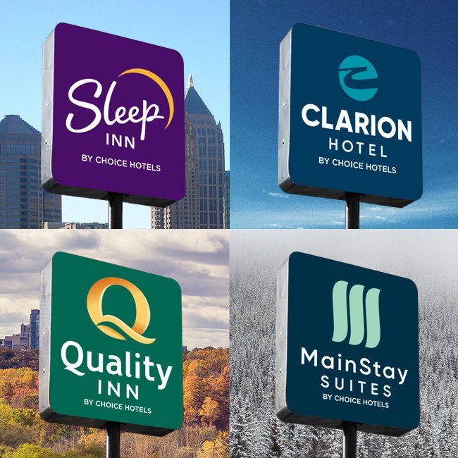 Choice Hotels Sleep Clarion Quality Mainstay New Logos after branding