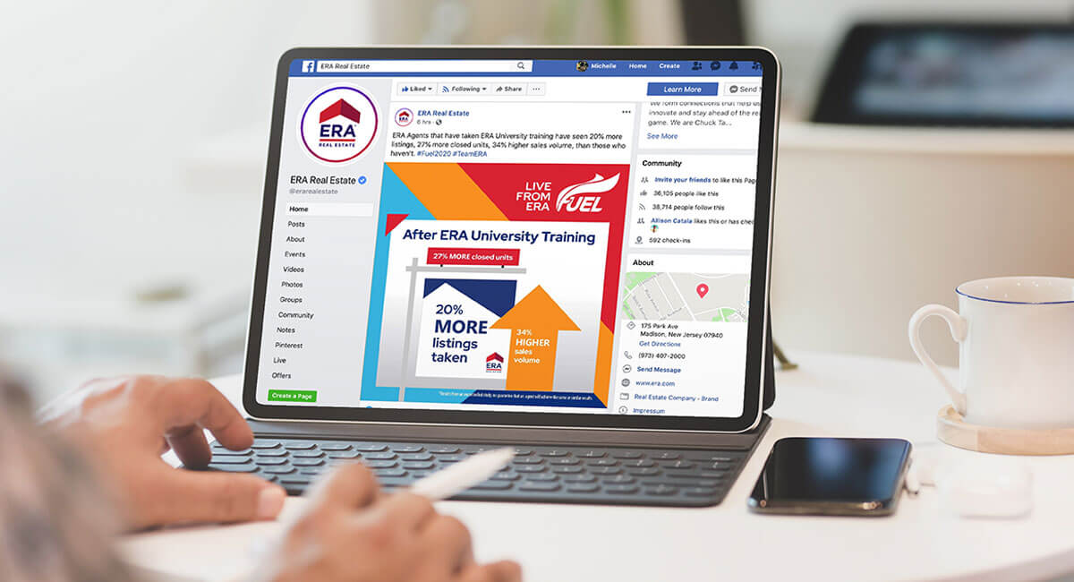 ERA Real Estate Social Media Post Content Generation laptop mockup