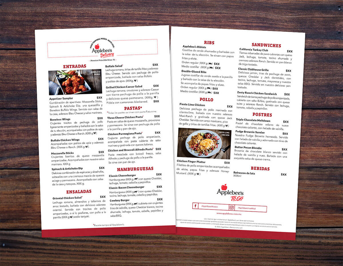 Applebee's International Restaurant Menu Layout Translation