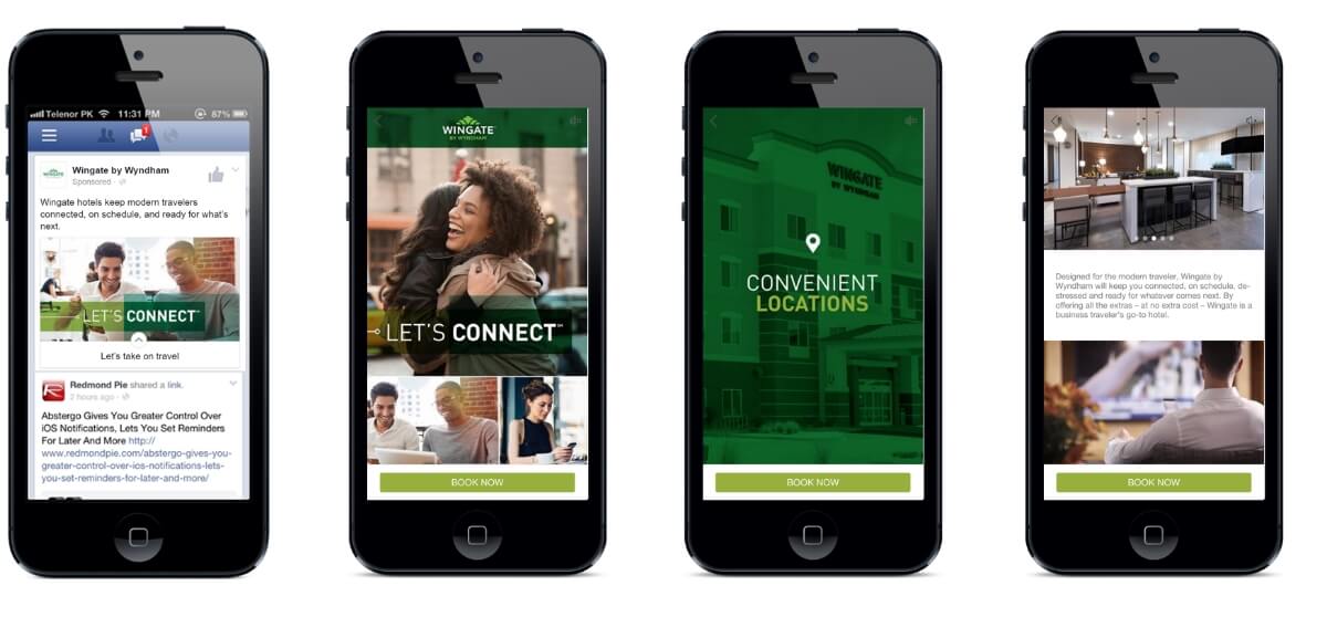 Wingate by Wyndham let's connect Social Media App content mockup