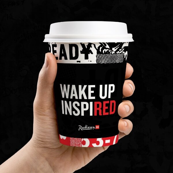 Radisson Red Branding Positioning Traditional Marketing Elements Printed Materials Cup