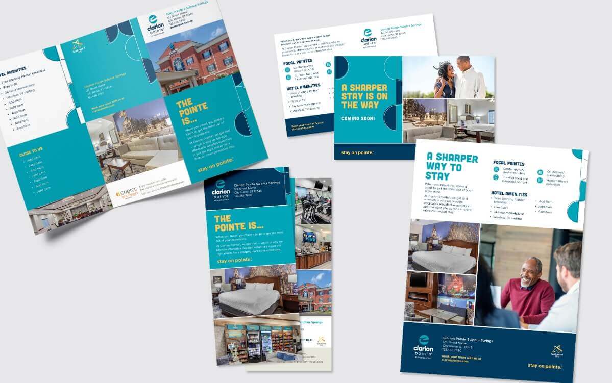 Choice Hotels Clarion Pointe Branding Positioning Traditional Marketing Elements Printed Materials