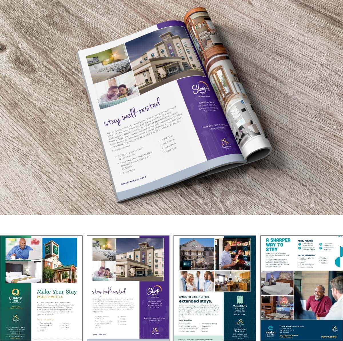 Sleep Inn Quality Inn Mainstay Suites Clarion Pointe magazine content mockup