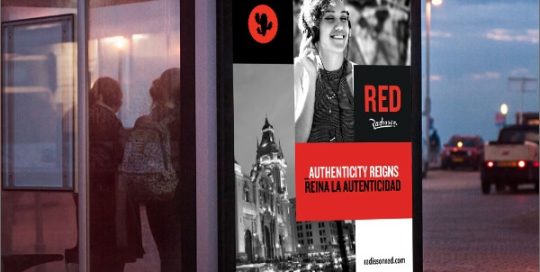 Radisson Red bus shelter out of home for launch campaign in Lima Peru