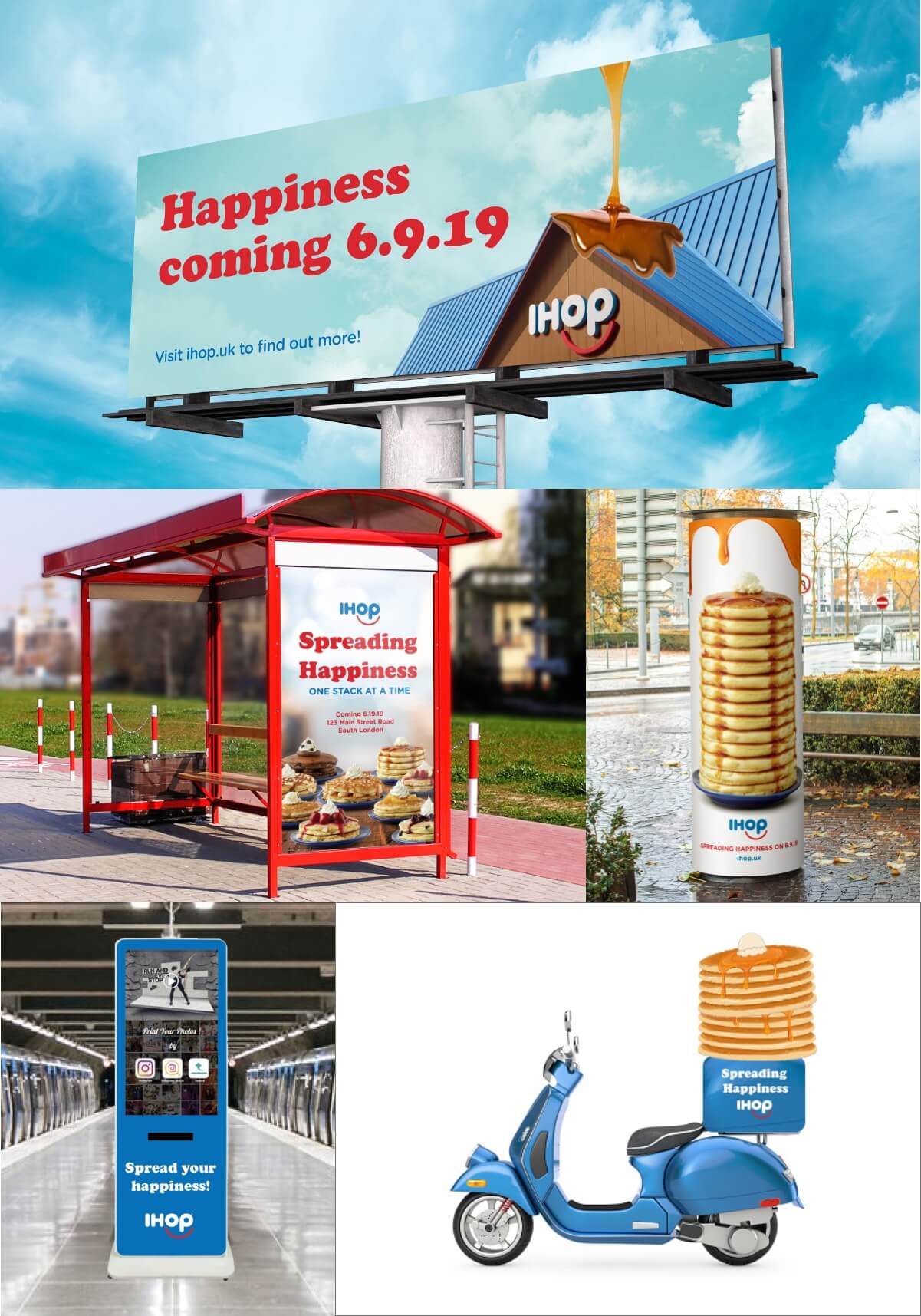 IHOP International Launch Campaign Out of Home OOH Concepts Billboard Bus Shelter Delivery Bike