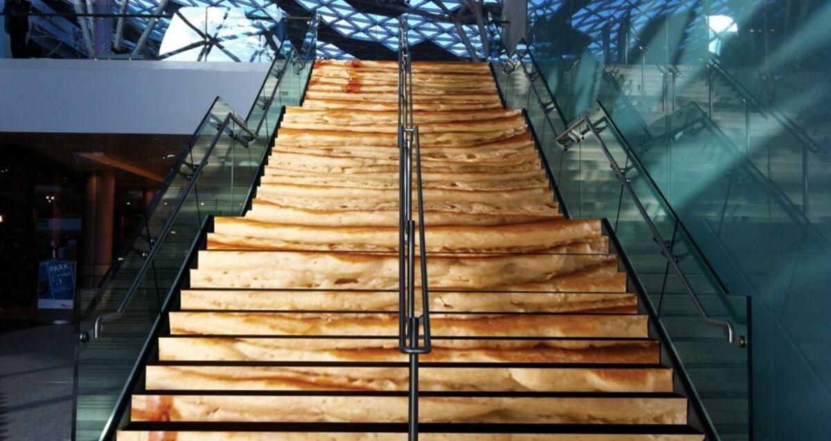 IHOP international Out of Home OOH Environmental Graphics Brand Campaign Stairs Wrap